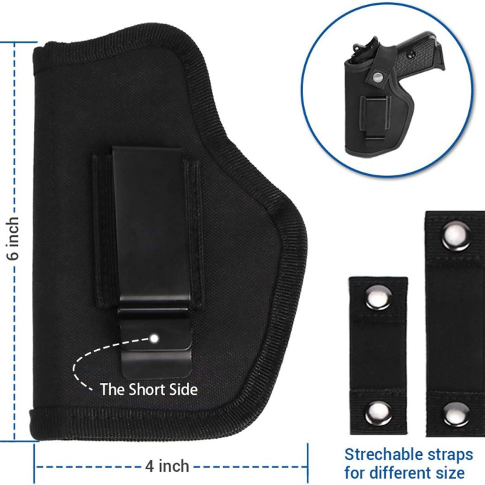 Black Universal Ambidextrous Nylon IWB/OWB Clip Holster