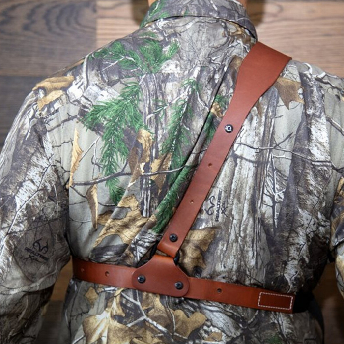 Brown Leather Chest Holster For Revolvers