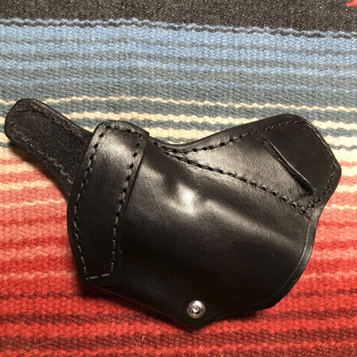 Black Leather Open-Top Cross Draw Belt Holster