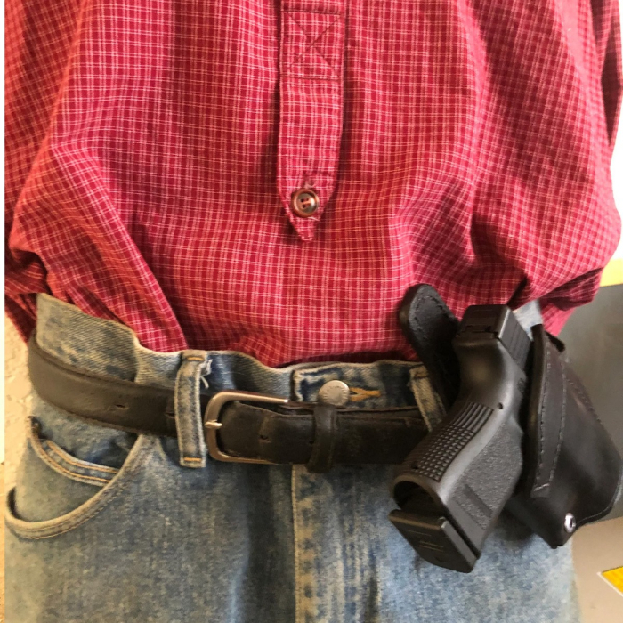 Black Leather Open-Top Cross Draw Belt Holster