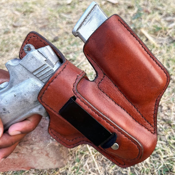Brown IWB Leather Holster w/ Mag Pouch