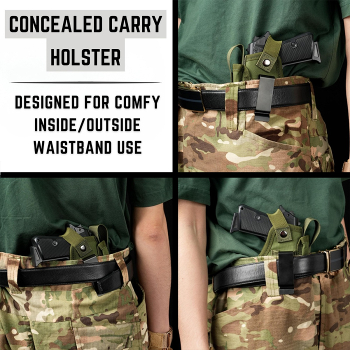 Army Green Nylon IWB OWB Holster With Mag Pouch