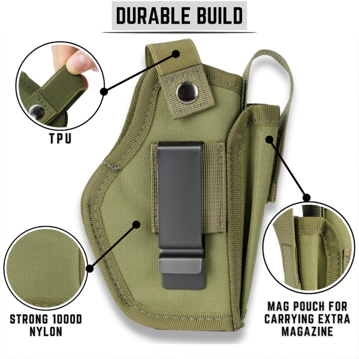 Army Green Nylon IWB OWB Holster With Mag Pouch