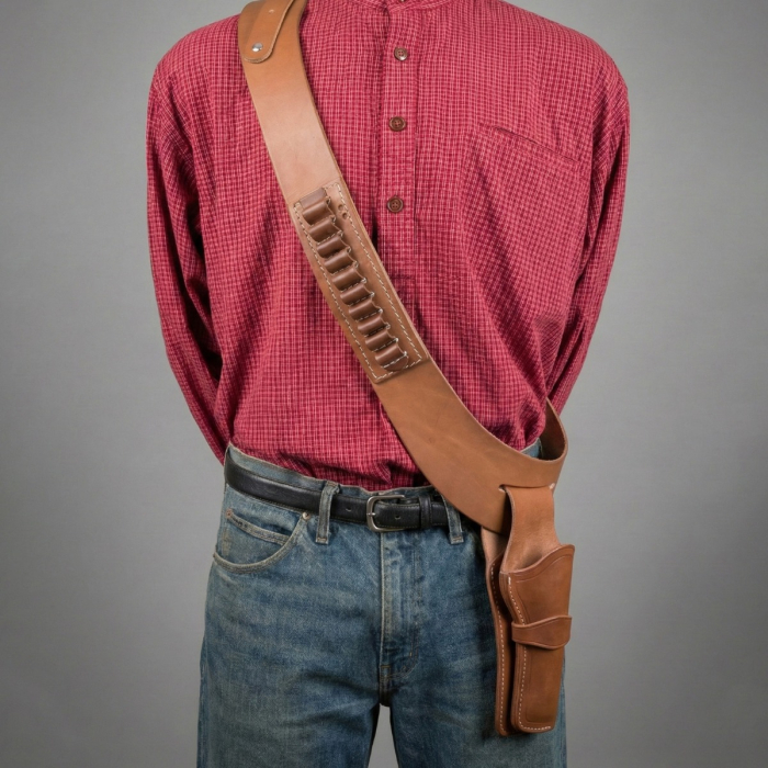 Leather Shoulder Carry Strap for Holsters with Open Slot