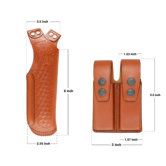 Brown Basketweave Leather Shoulder Holster With Mag Pouch