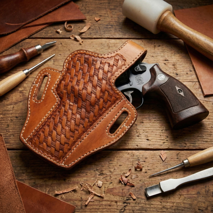 Brown Belt Slide Holster with Thumb Break 