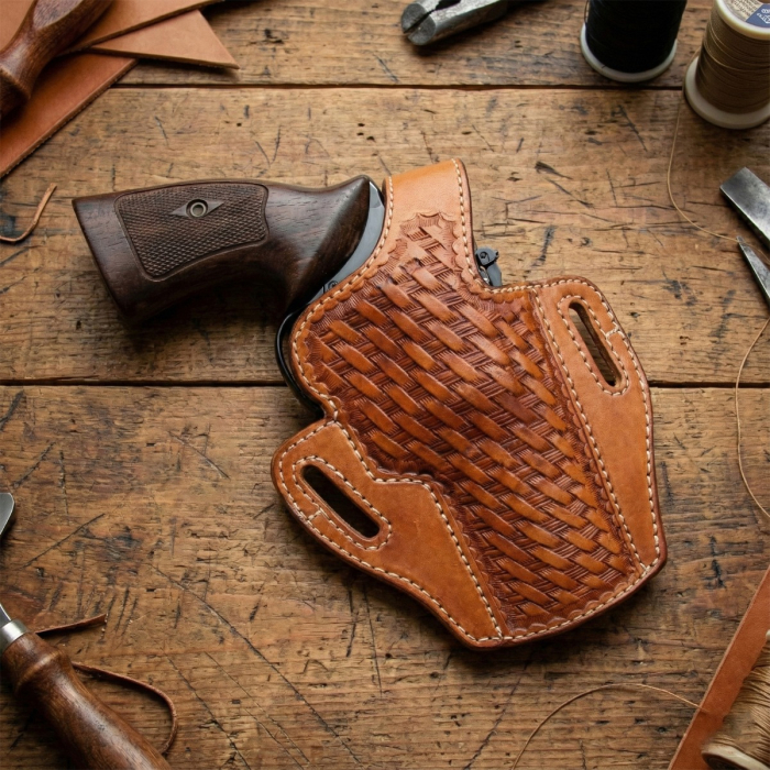 Brown Belt Slide Holster with Thumb Break 
