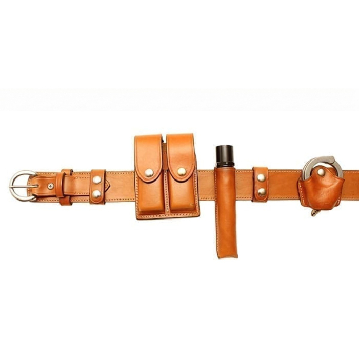 Leather Police Duty Belt Rig with Holster and Magazine Pouches