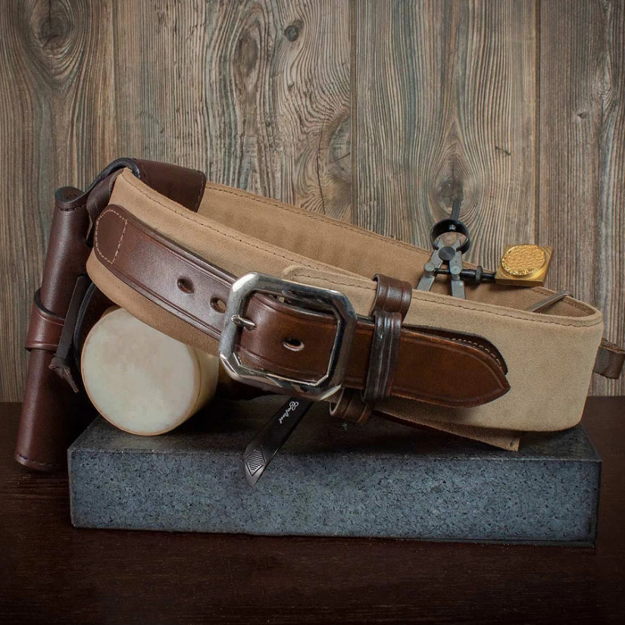 Big Jake Leather Gun Belt With Bullet Loops - Open Top OWB Leather Western Holster