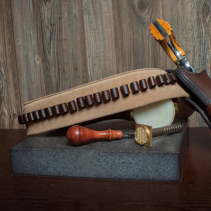 Big Jake Leather Gun Belt With Bullet Loops - Open Top OWB Leather Western Holster