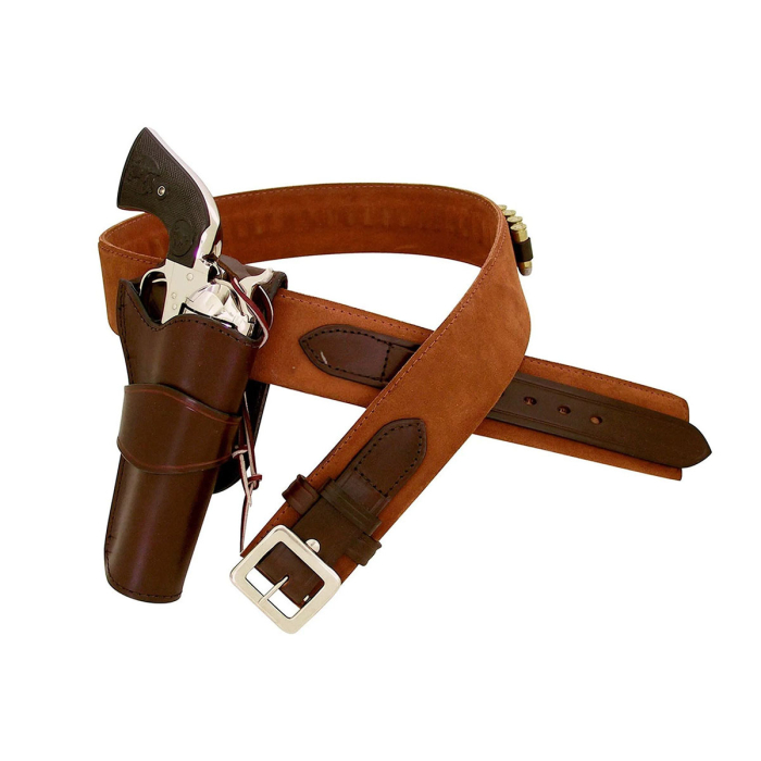 Big Jake Leather Gun Belt With Bullet Loops - Open Top OWB Leather Western Holster