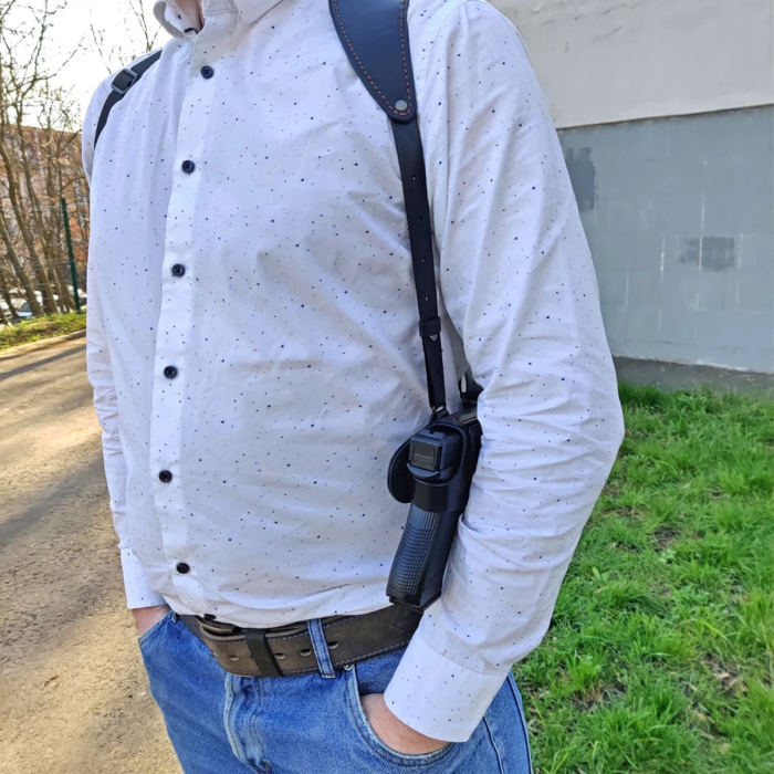 Black Leather Body Shoulder Holster With Belt Clip