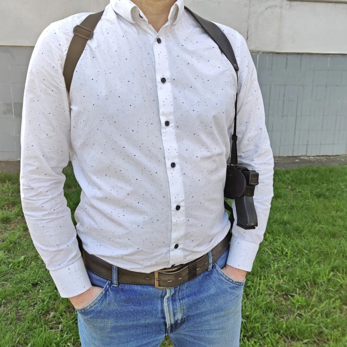 Black Leather Body Shoulder Holster With Belt Clip