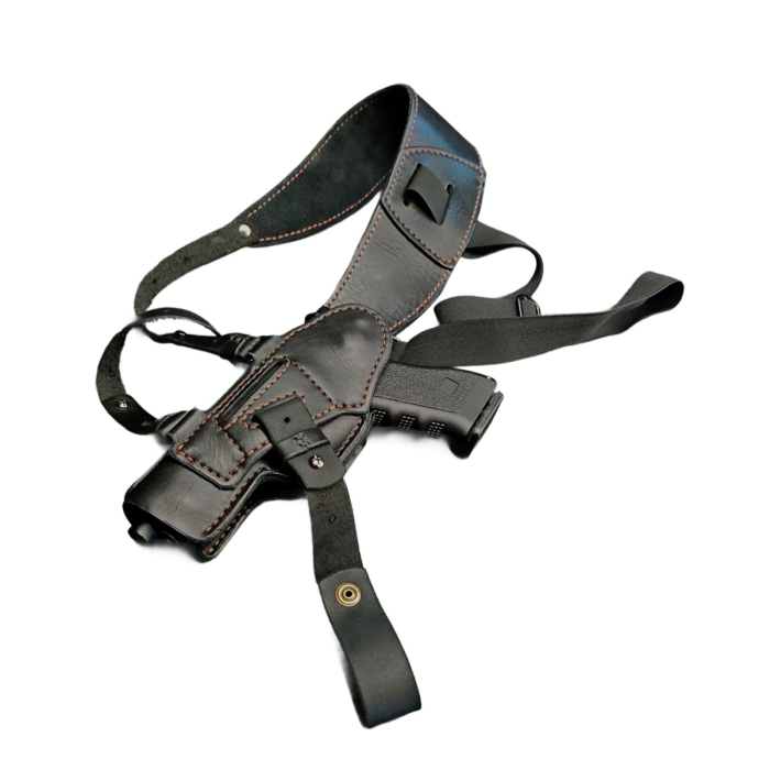 Black Leather Body Shoulder Holster With Belt Clip