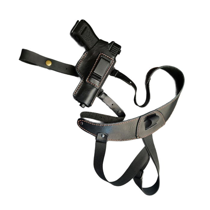 Black Leather Body Shoulder Holster With Belt Clip