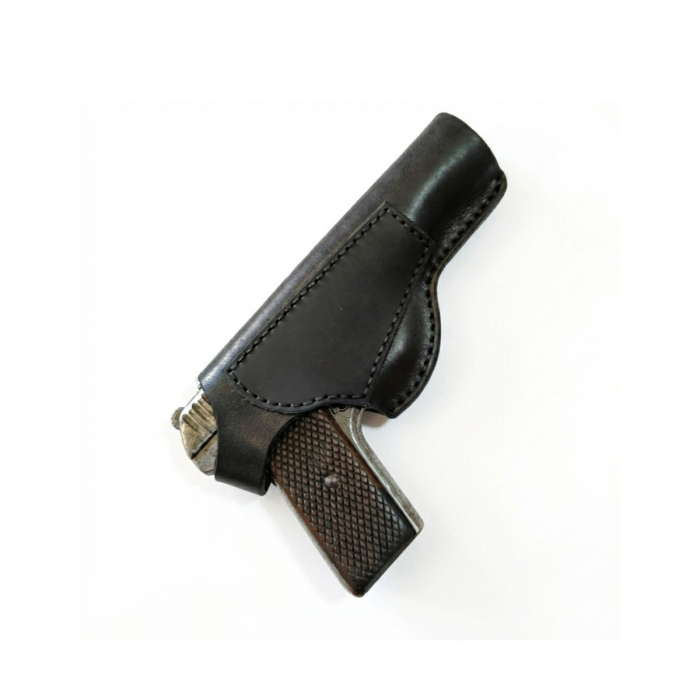 Black Leather Concealed Carry Belt Holster With Clip