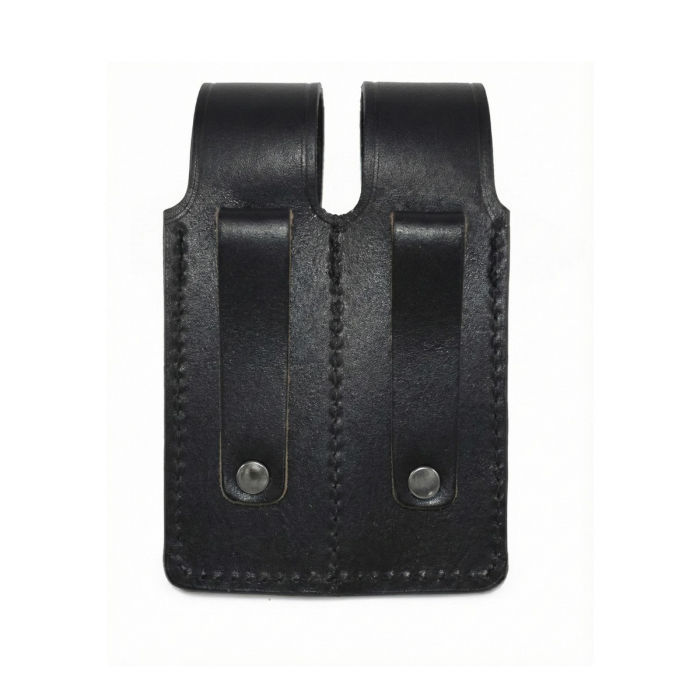 Black Basketweave Leather Shoulder Holster With Mag Pouch
