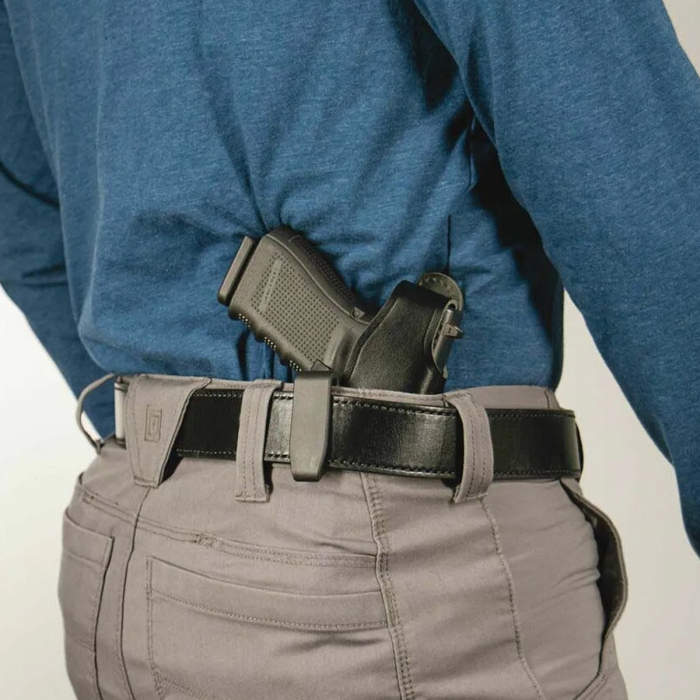 Black Leather Dual Carry IWB OWB Holster With Thumb Break