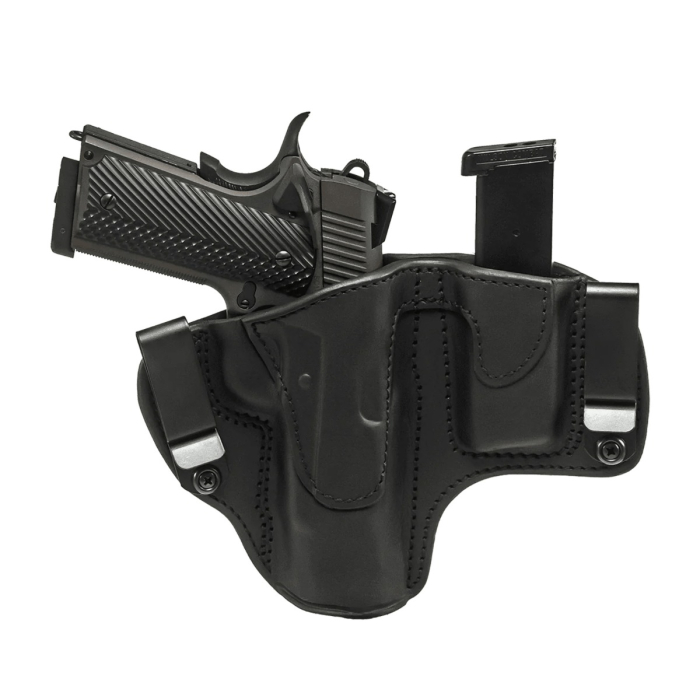 Black Leather Dual Carry Hunting Holster With Mag Pouch