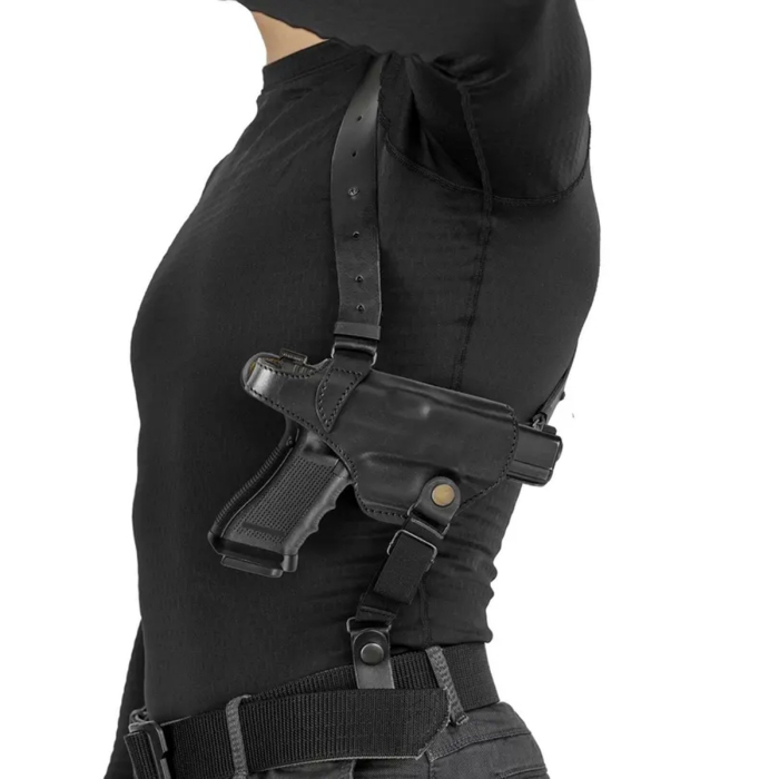 Black Leather Shoulder & OWB Holster for Glock