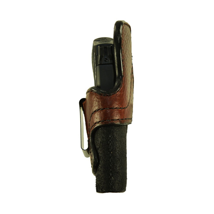 Black Leather IWB Holster With Bison Trim