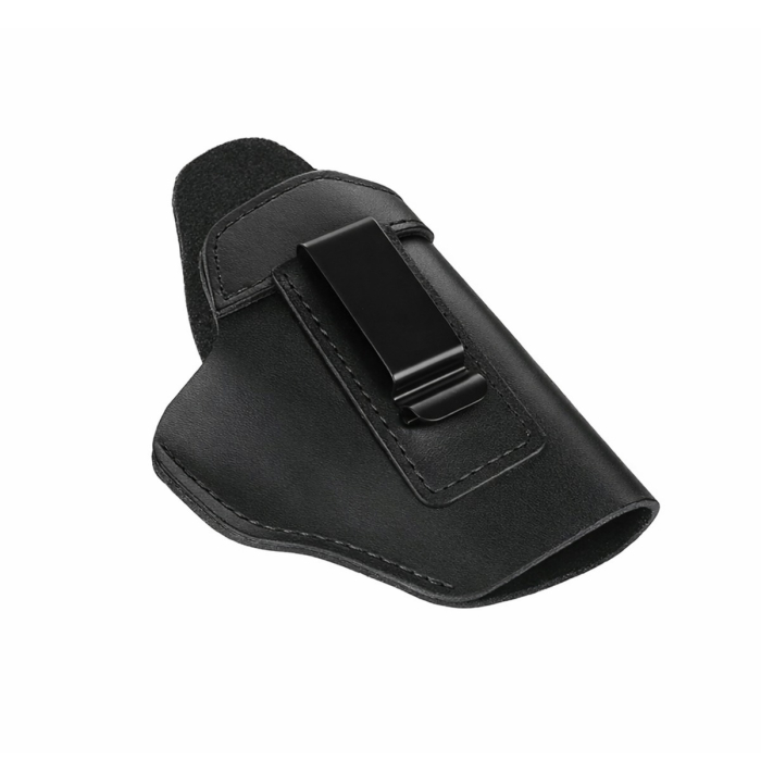 Black Leather IWB Holster With Steel Clip