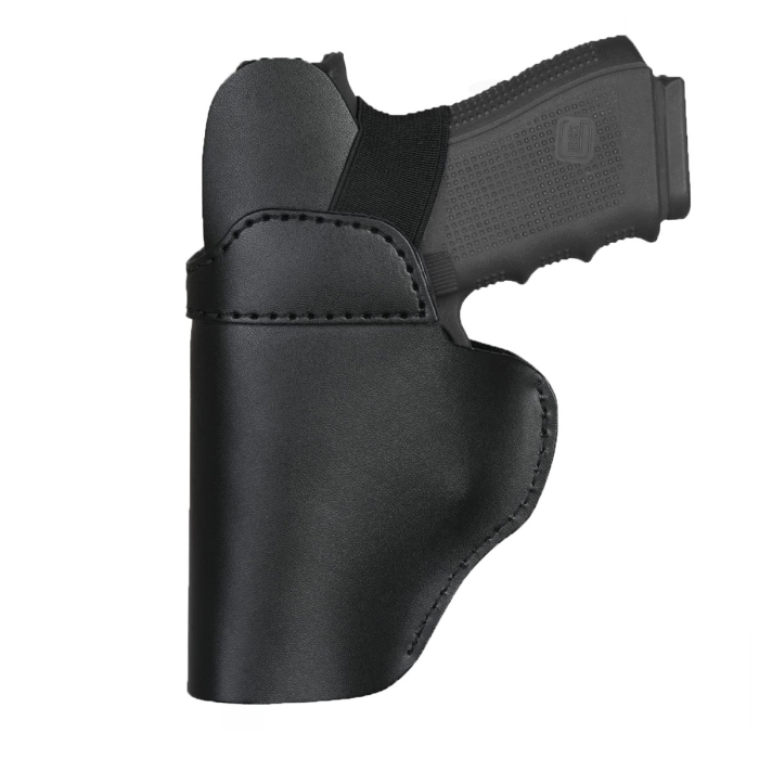 Black Leather IWB Holster With Strap Retention