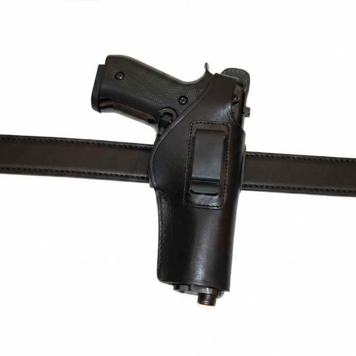 Black Leather IWB OWB Hybrid Clip Holster