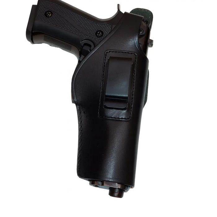 Black Leather IWB OWB Hybrid Clip Holster