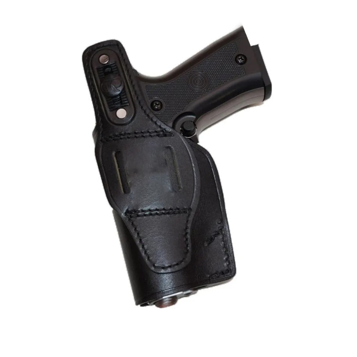 Black Leather IWB OWB Thumb Break Belt Holster
