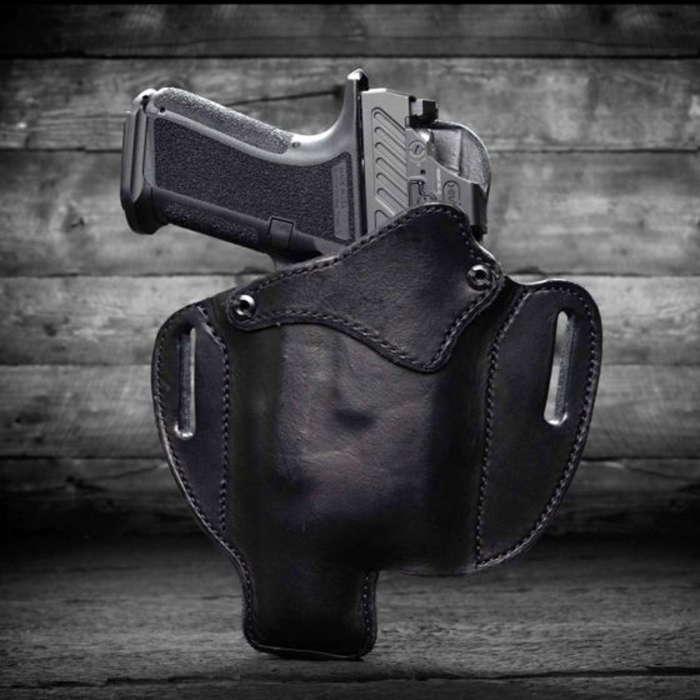 Black Leather Light Bearing OWB Holster