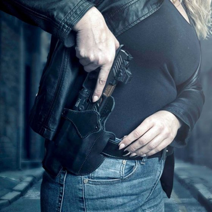 Black Leather Light Bearing OWB Holster