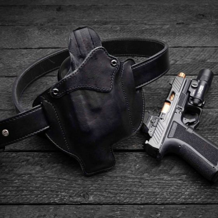 Black Leather Light Bearing OWB Holster