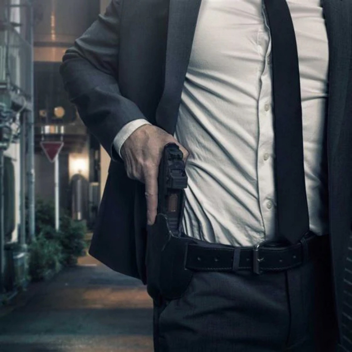 Black Leather Light Bearing OWB Holster