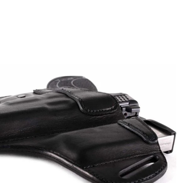 Black Leather Locking OWB Holster With Mag Pouch