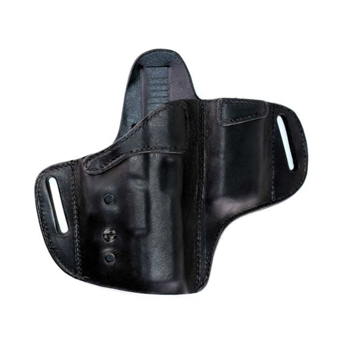 Black Leather Locking OWB Holster With Mag Pouch