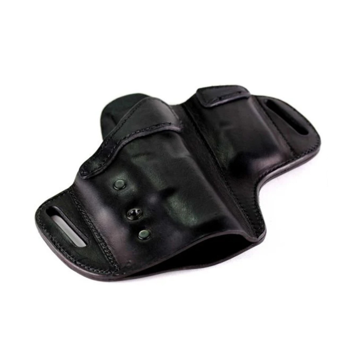 Black Leather Locking OWB Holster With Mag Pouch