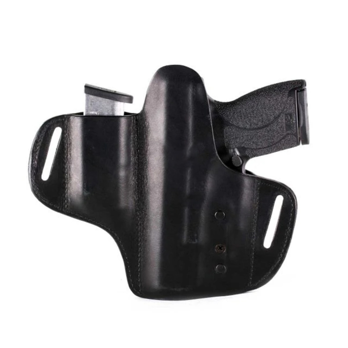 Black Leather Locking OWB Holster With Mag Pouch