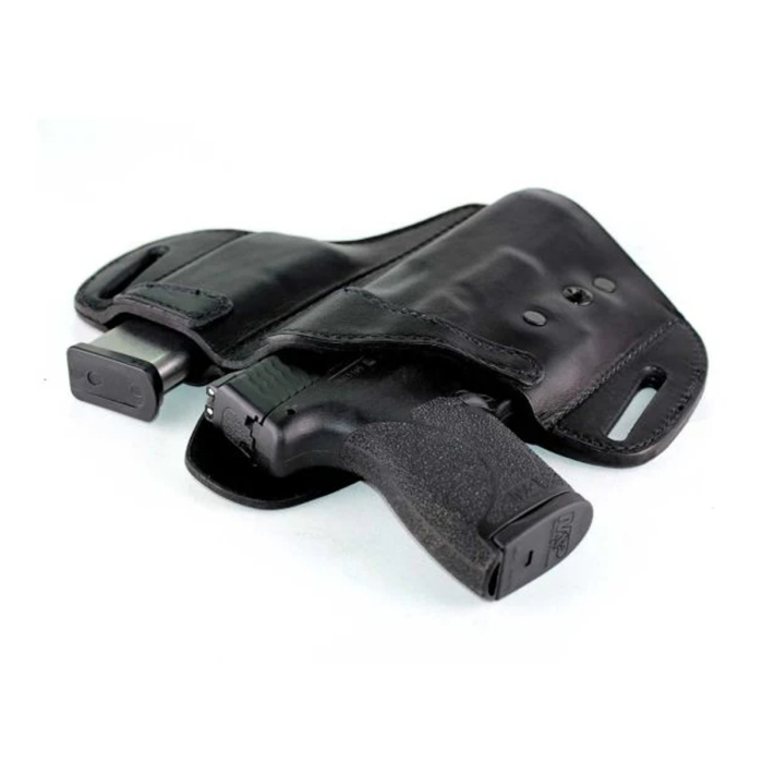 Black Leather Locking OWB Holster With Mag Pouch