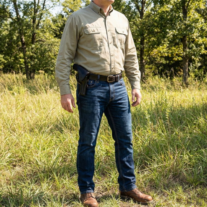 Black Leather OWB Hip Holster