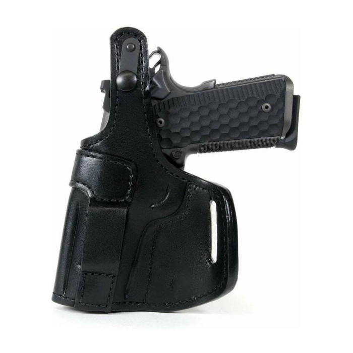 Black Leather OWB Holster With Thumb Break