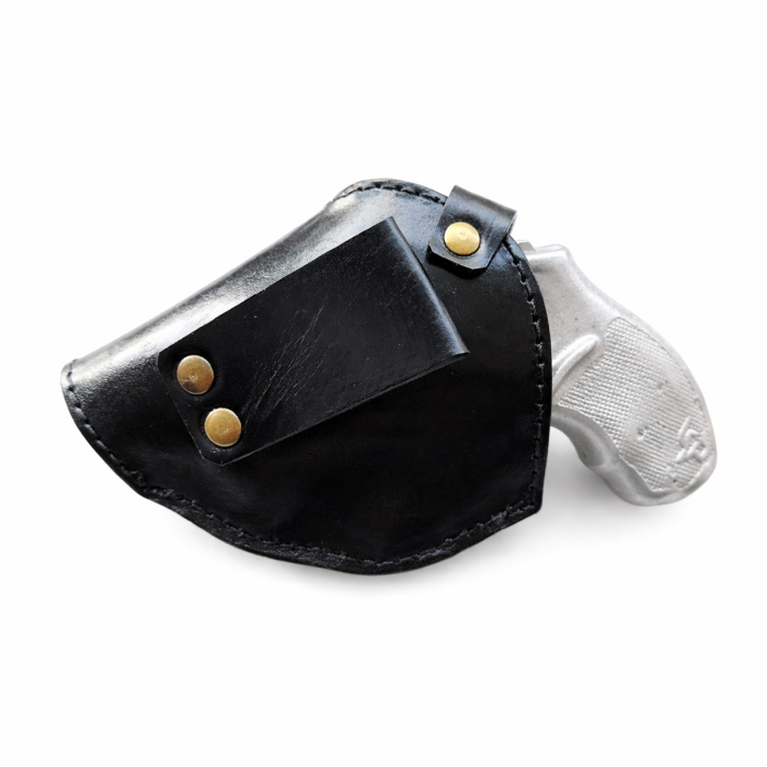 Black Leather OWB Holster With Retention Strap