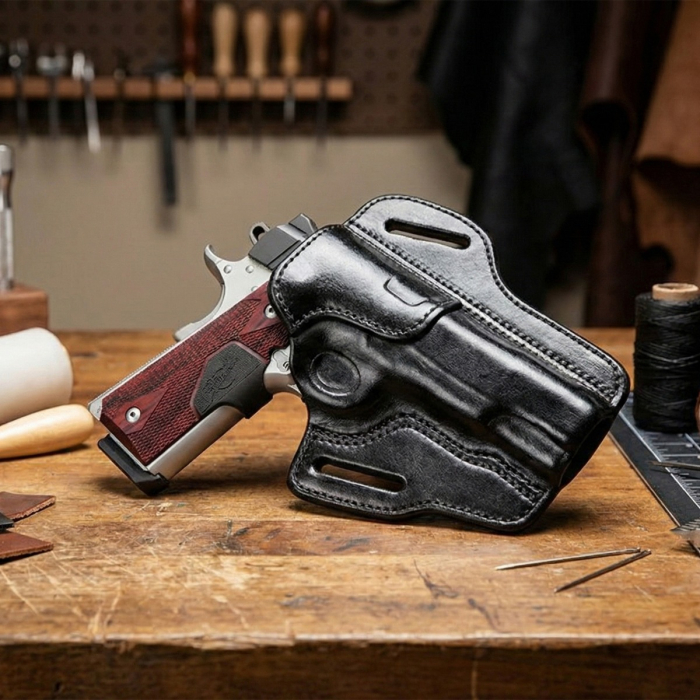 Black Leather OWB Pancake Holster