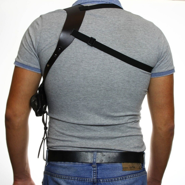 Black Leather Horizontal Shoulder Carry Holster