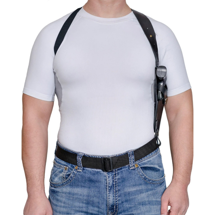 Black Leather Shoulder Holster For Revolver