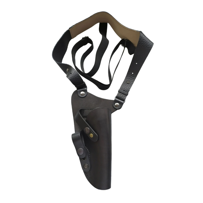 Black Leather Shoulder Holster For Revolver