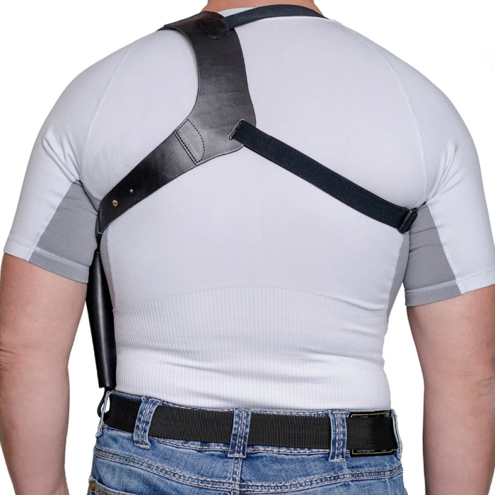 Black Leather Shoulder Holster For Revolver