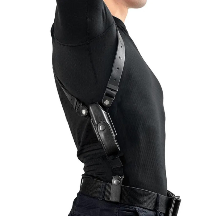 Black Leather Shoulder Holster With Mag Pouch for Glock