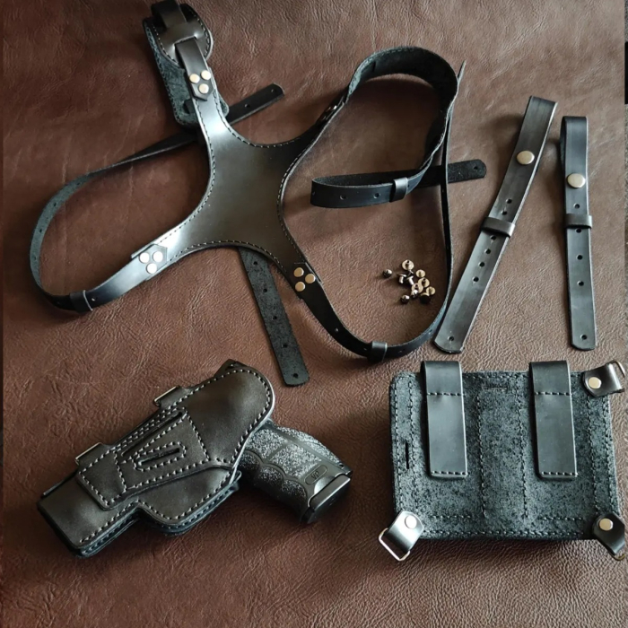 Black Leather Shoulder Holster Set for HK VP9