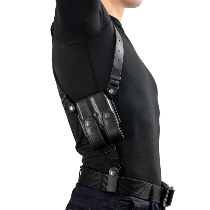 Black Leather Shoulder Holster With Mag Pouch for Glock